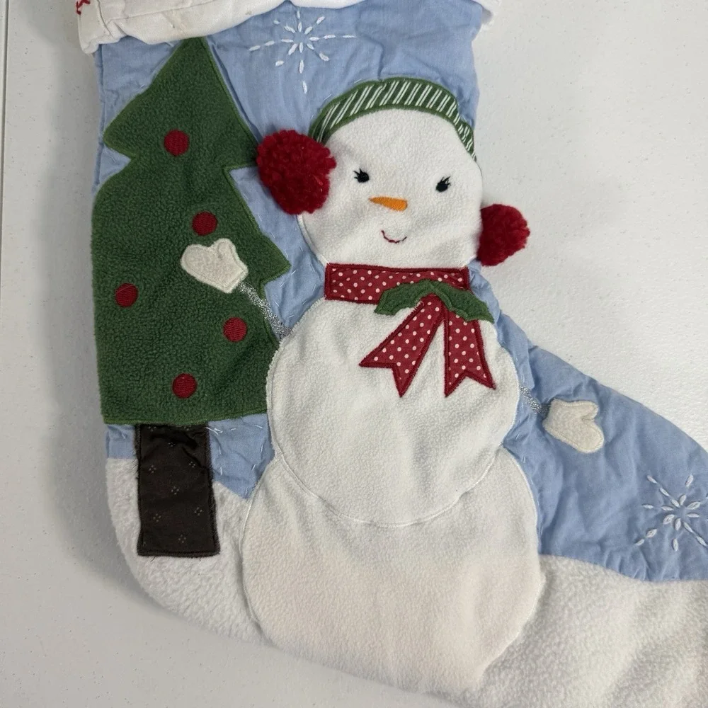 Pottery Barn Kids Quilted Cotton Snowman Gingham Christmas Name Rebecca Stocking